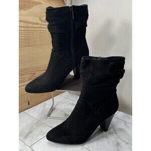Kaari Blue Kensie Black Vegan Suede Slouchy High Heel Ankle Boot Sz 7.5 Women’s
